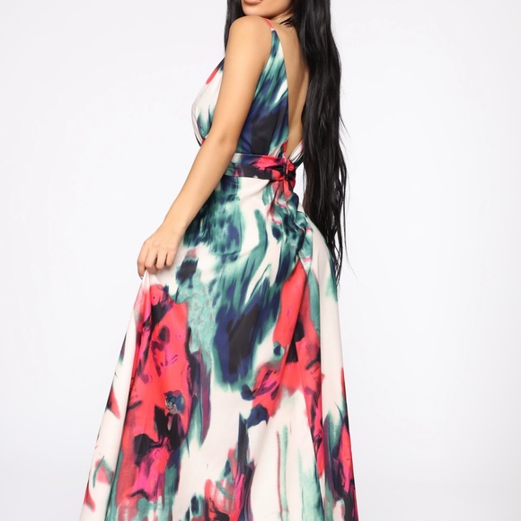 Coral Maxi Dress w Slits - Picture 4 of 6